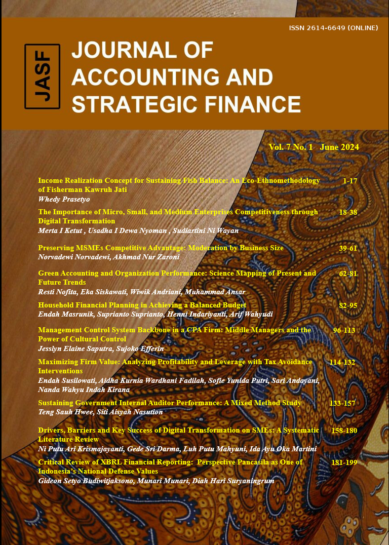 					View Vol. 7 No. 1 (2024): JASF (Journal of Accounting and Strategic Finance) - June 2024
				